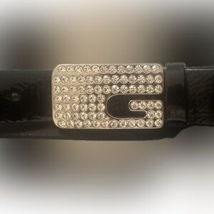 G by Guess Black and Silver Patent Belt size S NWT